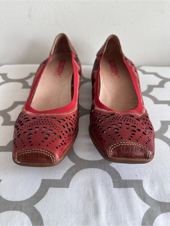 PIKOLINOS Shoes - PIKOLINOS Red Perforated Leather Ballet Flats